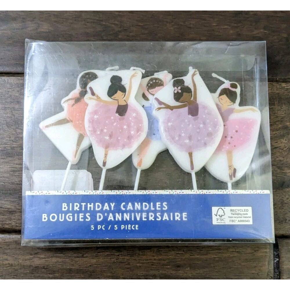 Ballet Theme Birthday Dressed Ballerina Tutu 5 Pieces Candles New